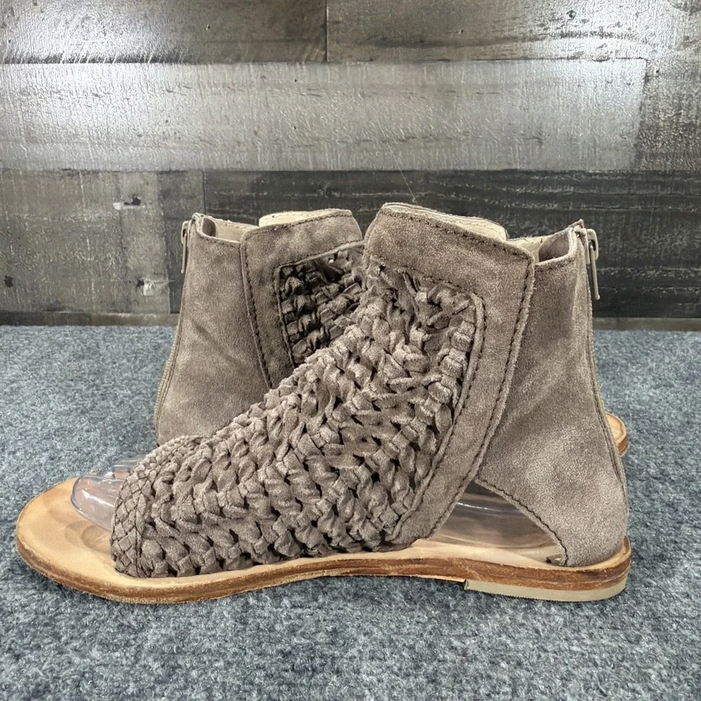 Free People Island Cruiser Woven Suede Sandals Boho Bootie Taupe EU 40 US 10